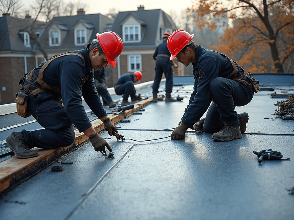 Excel Flat Roofing Professional roofer doing flat roof installation