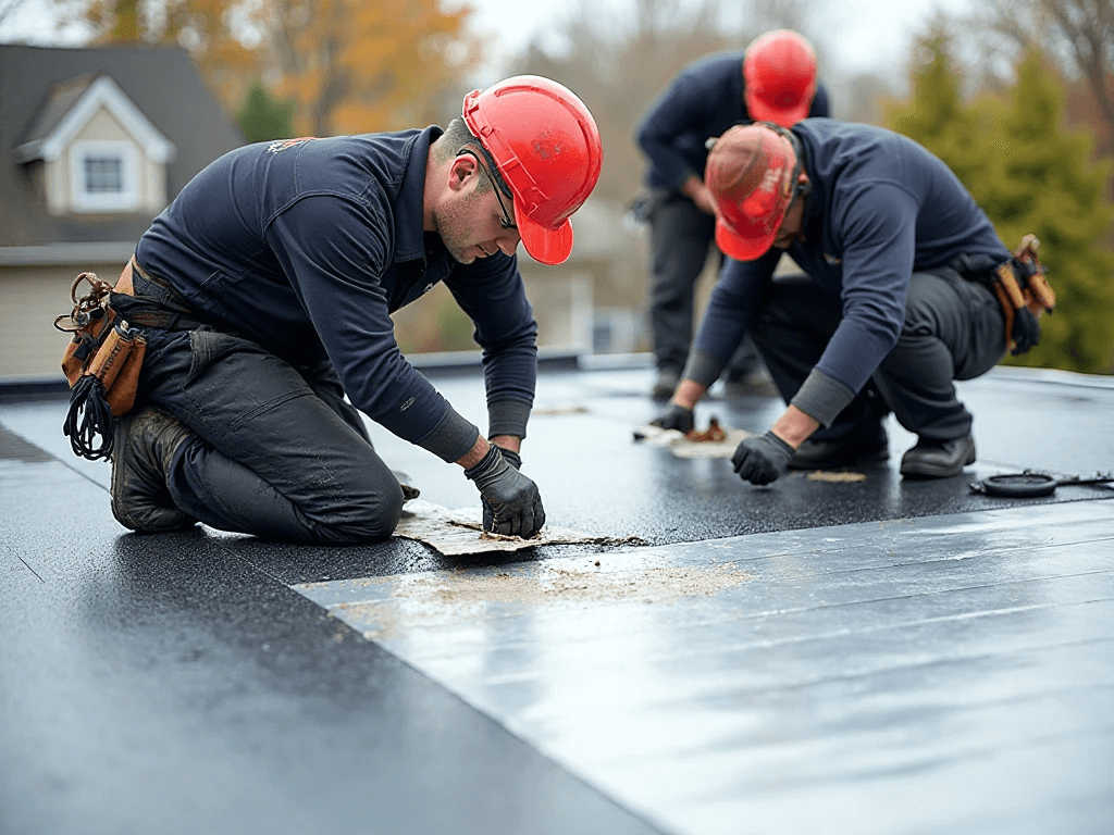 Excel Flat Roofing Professional roofer doing roof installation