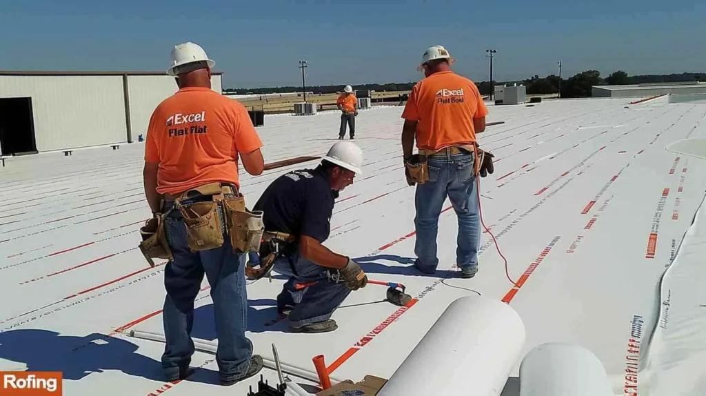 Roof Showing Close up Single Ply System Roofing