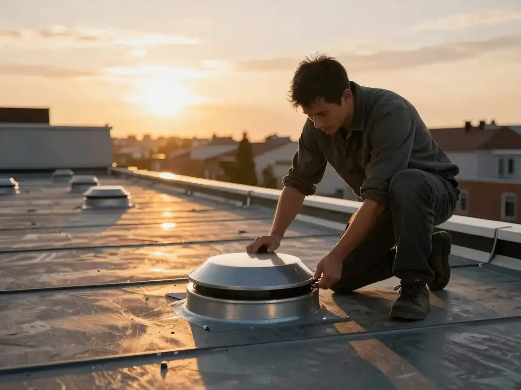 Excel Flat Roofing installing roof insulation in Suffolk County NY home